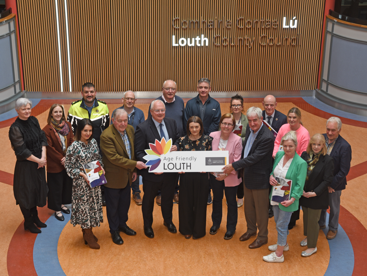 Image-1_Louth-Age-Friendly-Strategy Members of the Age Friendly Alliance mark the adoption of Louth Age Friendly Strategy 2026-2031 at County Hall, Dundalk.