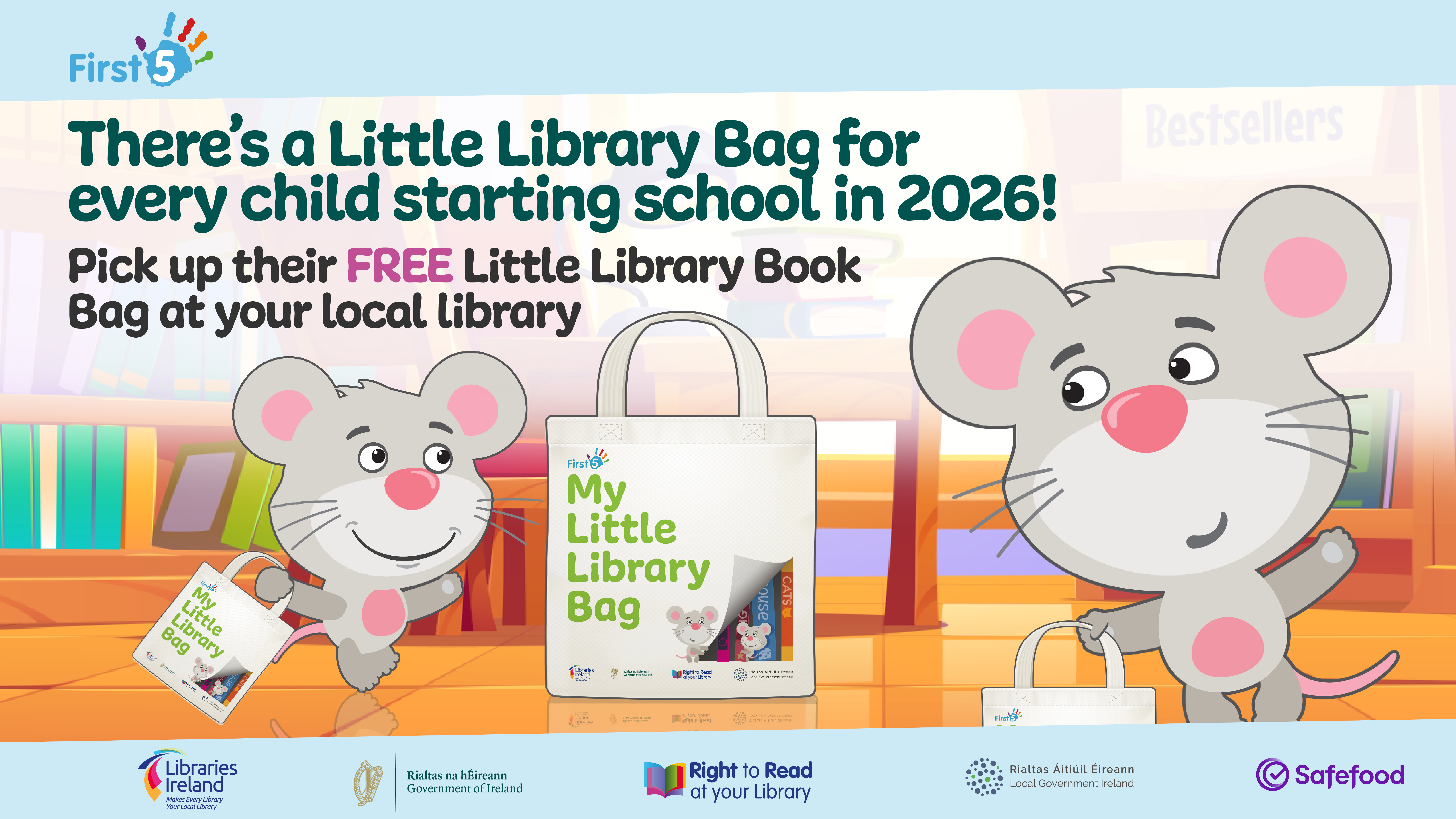 There is a free little library bag for every child starting school this September at your local library