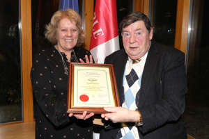 Cathaoirleach of Ardee Municipal District, Paula Butterly, presents the award to Leonard Hatrick thumbnail