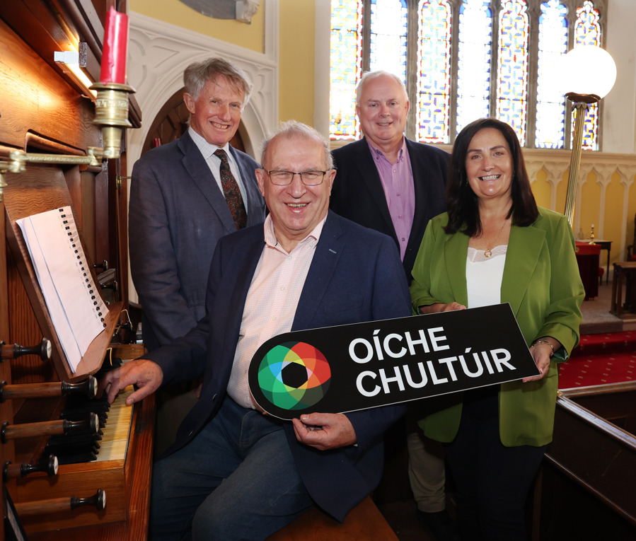Pictured at Collon Church for the launch of the Louth Culture Night 2026 programme are (L-R) John Rowntree of Friends of Collon Church, musician and broadcaster Brian McIvor, David Conway, Chief Executive of Louth County Council, and Cllr Dolores Minogue, Cathaoirleach of Louth County Council.