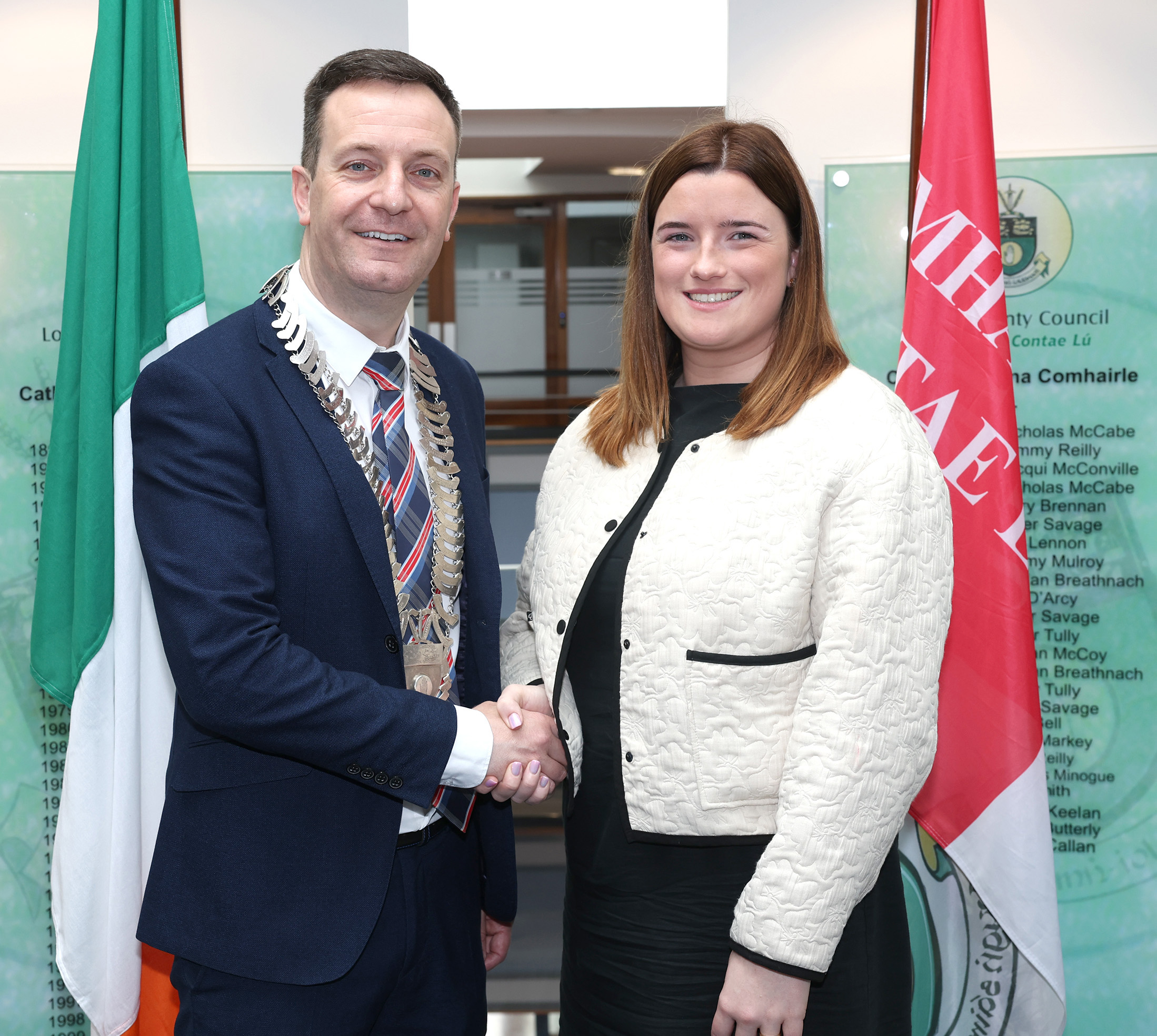 Cathaoirleach of Louth County Council, Cllr-Seán-Kelly, and Leas Cathaoirleach, Cllr Andrea McKevitt 2025-06-16-Cathaoirleach-Cllr-Sean-Kelly-03