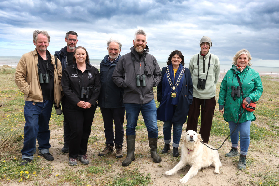 Minister of State Christopher O’Sullivan TD with Louth Officials, the Mayor of Drogheda and representatives from Louth Nature Trust photographed at Baltray